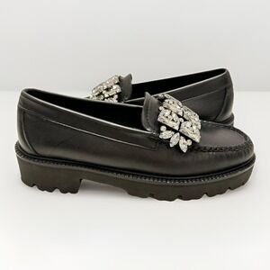G.H.Bass Whitney Crystal Super Lug Weejuns Loafer Shoes Black Size 5.5M *READ*‎